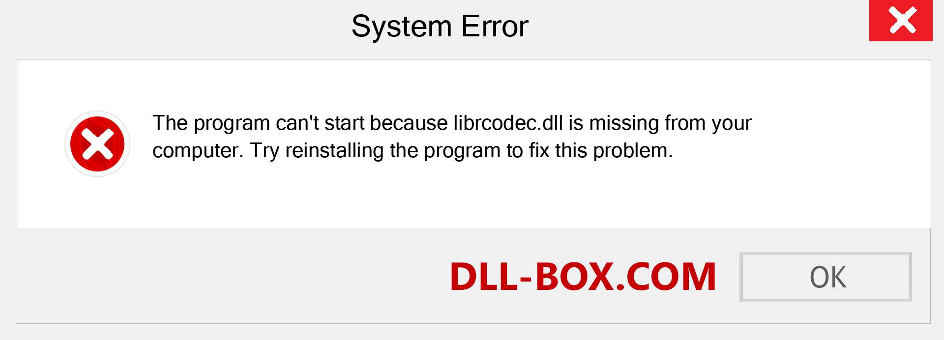  librcodec.dll file is missing?. Download for Windows 7, 8, 10 - Fix  librcodec dll Missing Error on Windows, photos, images