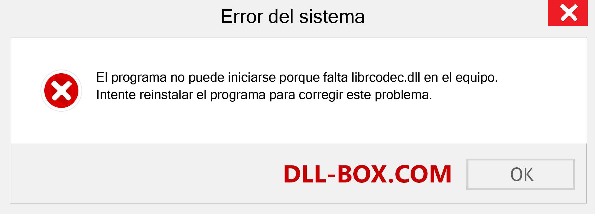 ¿Falta el archivo librcodec.dll ?. Descargar para Windows 7, 8, 10 - Corregir librcodec dll Missing Error en Windows, fotos, imágenes