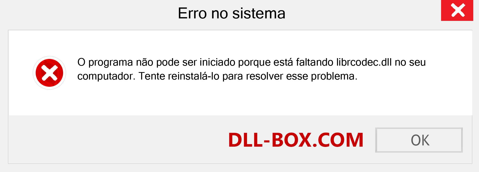 Arquivo librcodec.dll ausente ?. Download para Windows 7, 8, 10 - Correção de erro ausente librcodec dll no Windows, fotos, imagens